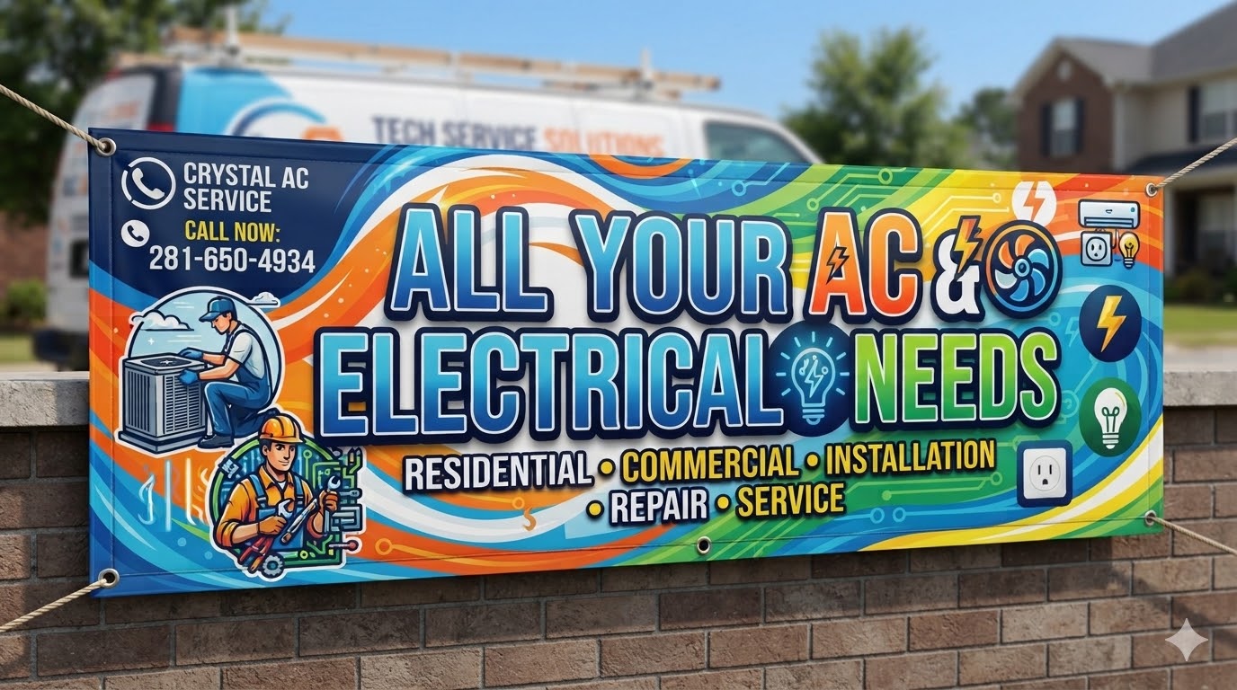 Crystal AC Service banner for residential and commercial AC and electrical needs